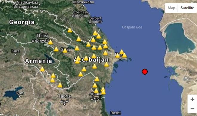 Третье за день землетрясение в Каспийском море