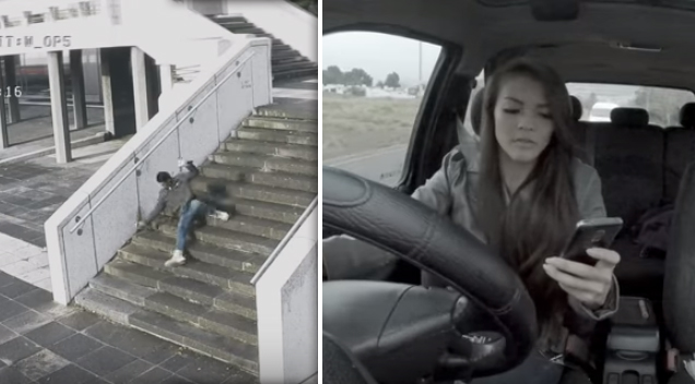 You can't even text and walk - Video
