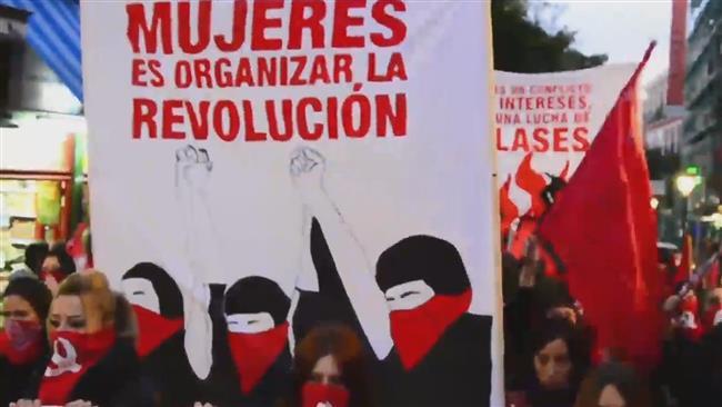 Left-wing groups march in Madrid