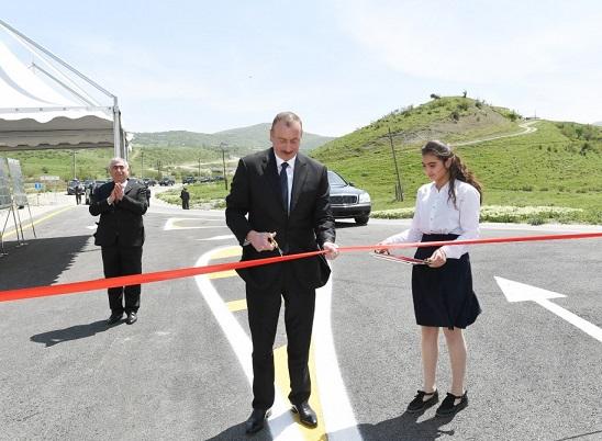 Ilham Aliyev inaugurates road linking Gilazi-Khizi highway