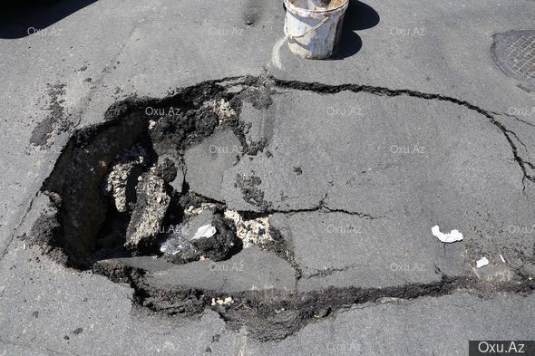 Bakıda yol çökdü - Foto
