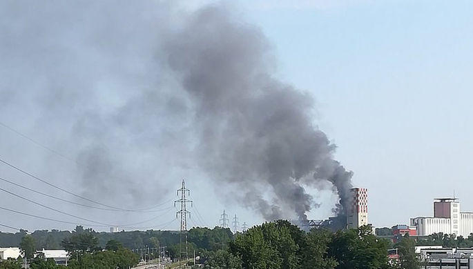 An explosion followed by gunfire hit