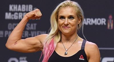 Russian female fighter winning with broken nose