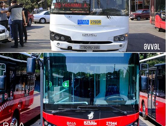 Bu marşrutun avtobusları yeniləndi - Foto