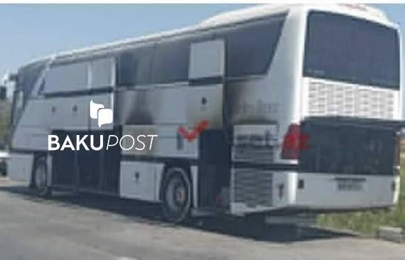 Qubaya şagirdləri aparan avtobus yandı - Foto