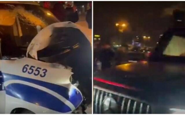 Bakıda polis qəzaya düşdü - Video