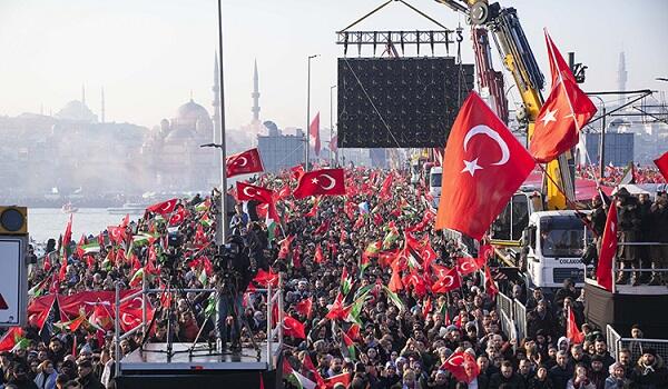 İstanbulda Fələstinlə bağlı nəhəng yürüş keçirildi - Video