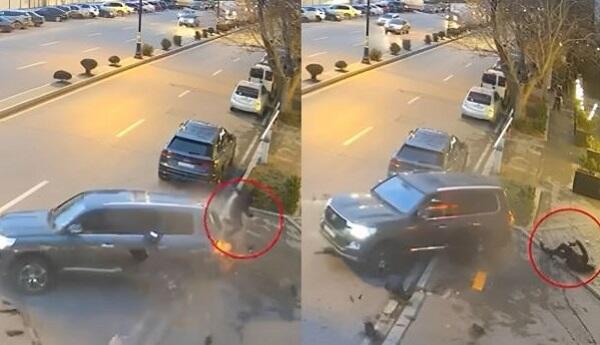 В Баку пешеход чудом спасся - Видео