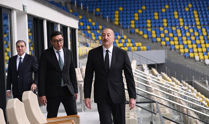 Prezident Gəncə şəhər stadionunun açılışında - Foto