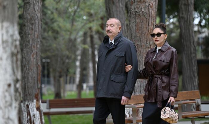 Prezident və xanımı Nərimanovda yeni parkın açılışında... - Foto