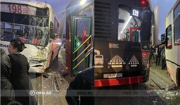 “Bakı Bus” avtobusu qəza törətdi: xəsarət alan var - Video
