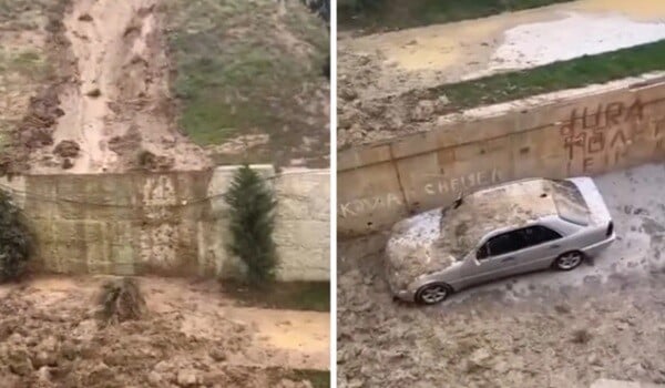 Əhmədlidə torpaq sürüşməsi... - Video