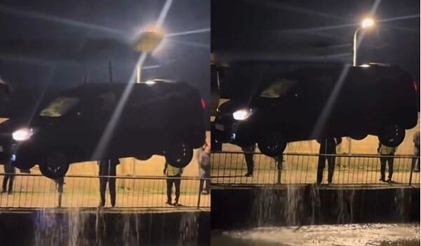 Salyanda otel əməkdaşı maşını çaya aşırdı - Video