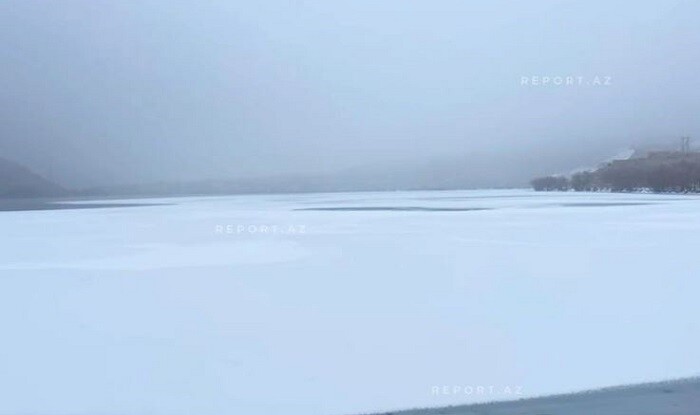 Azərbaycanda bu su anbarı dondu - Foto