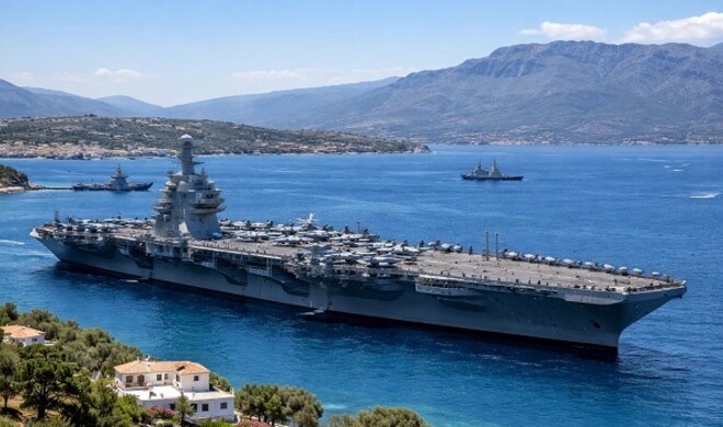 بزرگ‌ترین ناو آمریکا در سواحل کرت یونان لنگر انداخت
