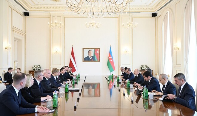 Aliyev and Edgars Rinkevics held expanded meeting -