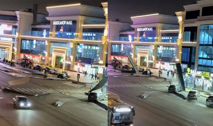 Güclü külək “Bakıxanov Moll”un dam örtüyünü uçurdu - Video