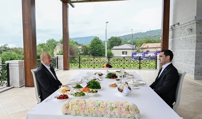 Aliyev and Berdimuhamedov had lunch together in Shusha
