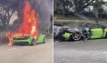 Milyonluq "Lamborgini" yolda yanıb kül oldu - Foto