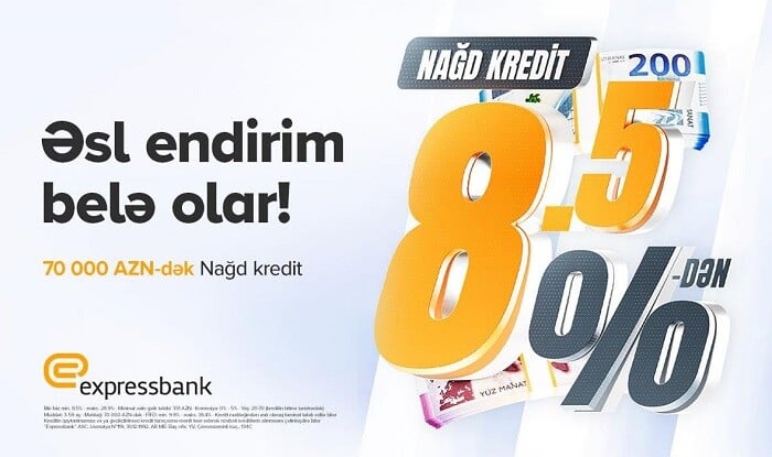İllik 8,5%-dən başlayan şərtlərlə - Nağd pul krediti