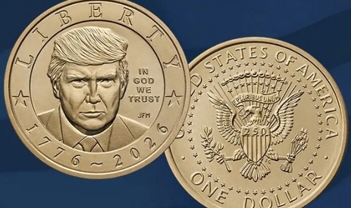 Trampın təsviri olan dollar sikkələr buraxıldı