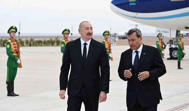 İlham Əliyev Türkmənistana getdi - Foto