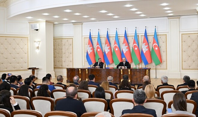 Aliyev and Hun Manet delivered press statements