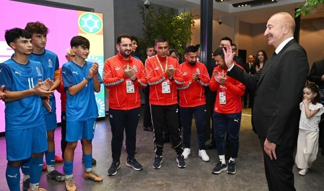 Aliyev attends U-15 World Cup opening in Baku -