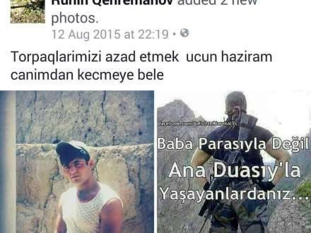 Şəhid əsgərimizin son statusu - Foto